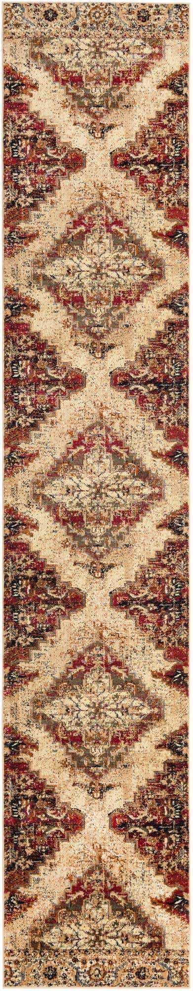Burgundy Beige 2' 7 x 14' 1 Saturn Runner Area Rug Stain Resistant Easy Clean Classic Vintage Design Durable Carpet for Affordable Home Interiors for Sale at Rug Engine