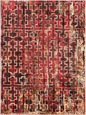 Burgundy 9' x 12' Saturn Rectangle Area Rug Stain Resistant Easy Clean Classic Vintage Design Durable Carpet for Affordable Home Interiors for Sale at Rug Engine