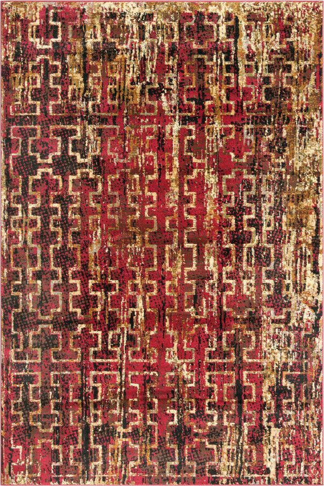 Burgundy 6' 1 x 9' Saturn Rectangle Area Rug Stain Resistant Easy Clean Classic Vintage Design Durable Carpet for Affordable Home Interiors for Sale at Rug Engine