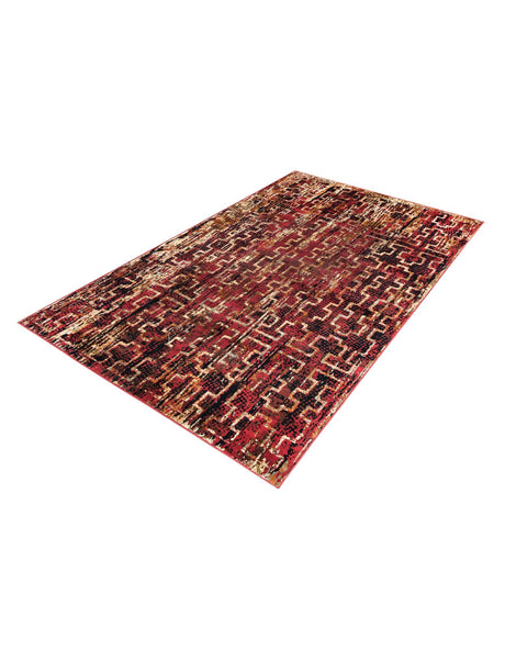 Burgundy 5' 3 x 8' Saturn Rectangle Area Rug Stain Resistant Easy Clean Classic Vintage Design Durable Carpet for Affordable Home Interiors for Sale at Rug Engine