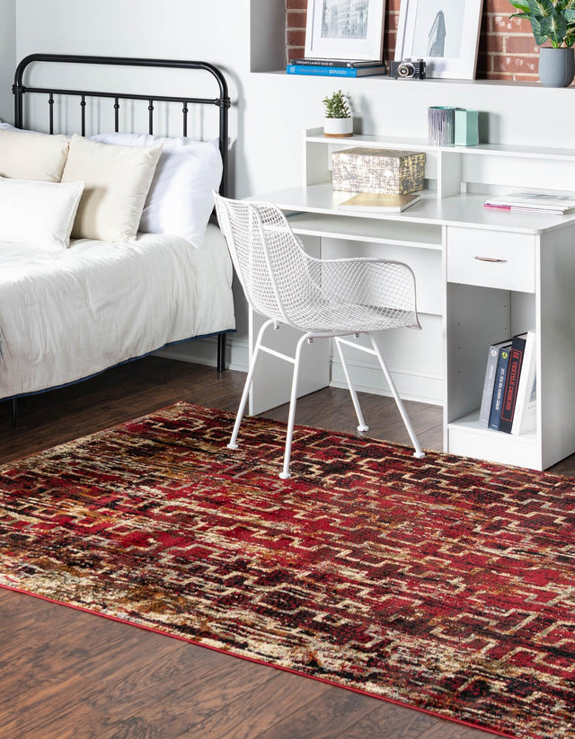 Burgundy 9' x 12' Saturn Rectangle Area Rug Stain Resistant Easy Clean Classic Vintage Design Durable Carpet for Affordable Home Interiors for Sale at Rug Engine