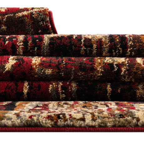 Burgundy 6' 1 x 9' Saturn Rectangle Area Rug Stain Resistant Easy Clean Classic Vintage Design Durable Carpet for Affordable Home Interiors for Sale at Rug Engine