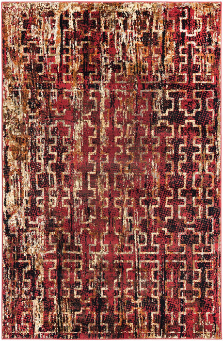 Burgundy 5' 3 x 8' Saturn Rectangle Area Rug Stain Resistant Easy Clean Classic Vintage Design Durable Carpet for Affordable Home Interiors for Sale at Rug Engine
