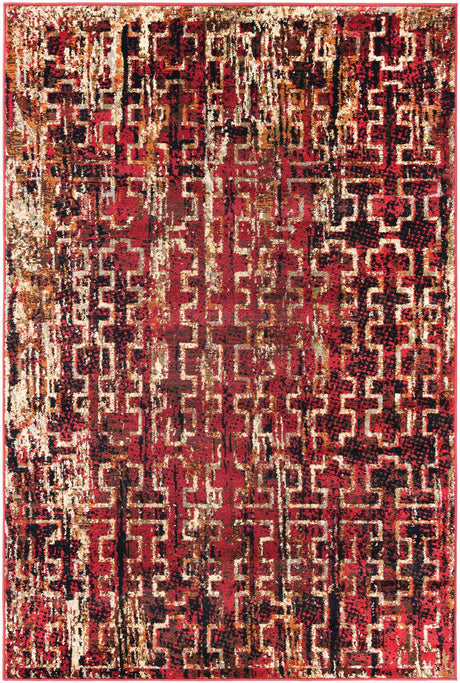 Burgundy 4' 1 x 6' 1 Saturn Rectangle Area Rug Stain Resistant Easy Clean Classic Vintage Design Durable Carpet for Affordable Home Interiors for Sale at Rug Engine