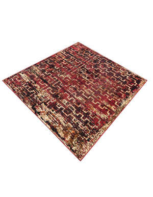 Burgundy 5' 3 x 5' 3 Saturn Square Area Rug Stain Resistant Easy Clean Classic Vintage Design Durable Carpet for Affordable Home Interiors for Sale at Rug Engine