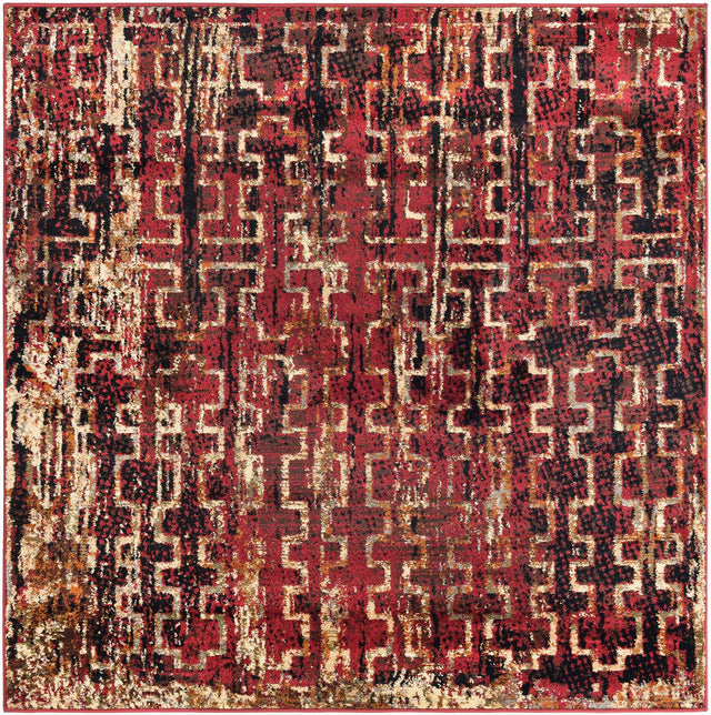 Burgundy 5' 3 x 5' 3 Saturn Square Area Rug Stain Resistant Easy Clean Classic Vintage Design Durable Carpet for Affordable Home Interiors for Sale at Rug Engine