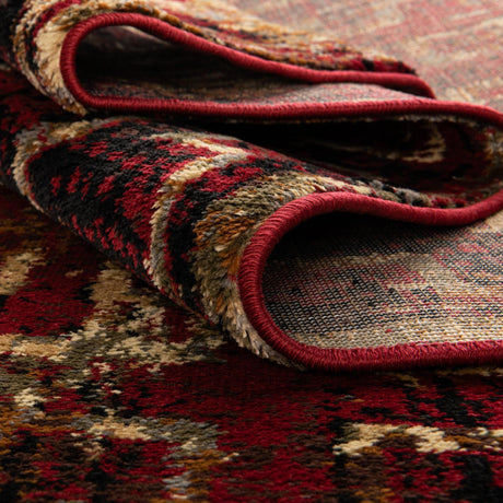 Burgundy 5' 3 x 5' 3 Saturn Square Area Rug Stain Resistant Easy Clean Classic Vintage Design Durable Carpet for Affordable Home Interiors for Sale at Rug Engine