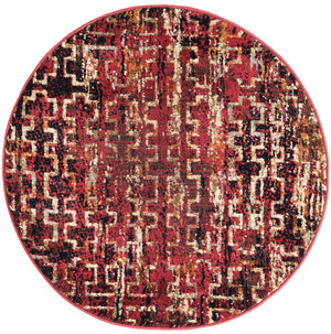 Burgundy 3' 1 x 3' 1 Saturn Round Area Rug Stain Resistant Easy Clean Classic Vintage Design Durable Carpet for Affordable Home Interiors for Sale at Rug Engine
