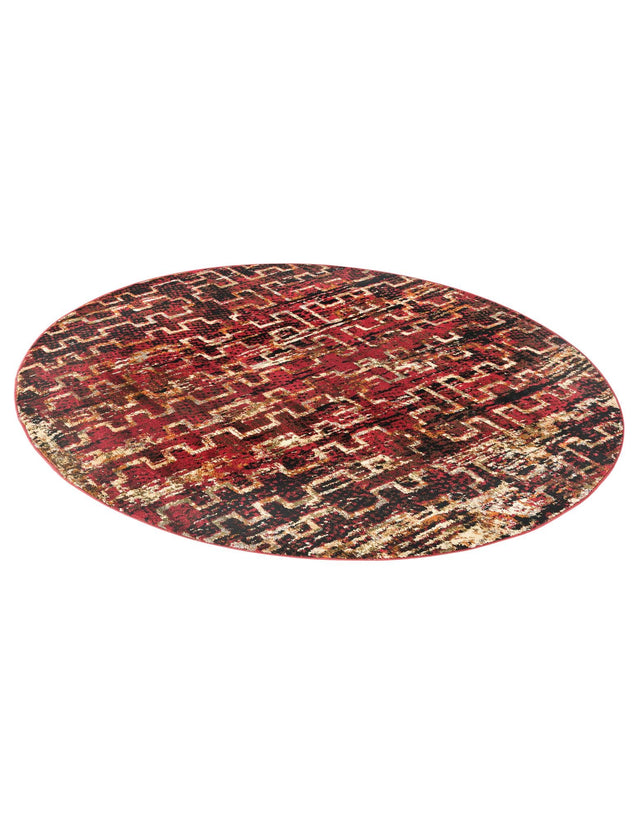 Burgundy 5' 3 x 5' 3 Saturn Round Area Rug Stain Resistant Easy Clean Classic Vintage Design Durable Carpet for Affordable Home Interiors for Sale at Rug Engine