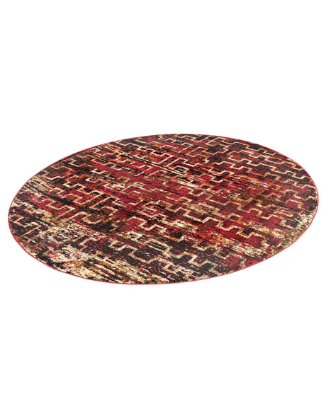 Burgundy 5' 3 x 5' 3 Saturn Round Area Rug Stain Resistant Easy Clean Classic Vintage Design Durable Carpet for Affordable Home Interiors for Sale at Rug Engine