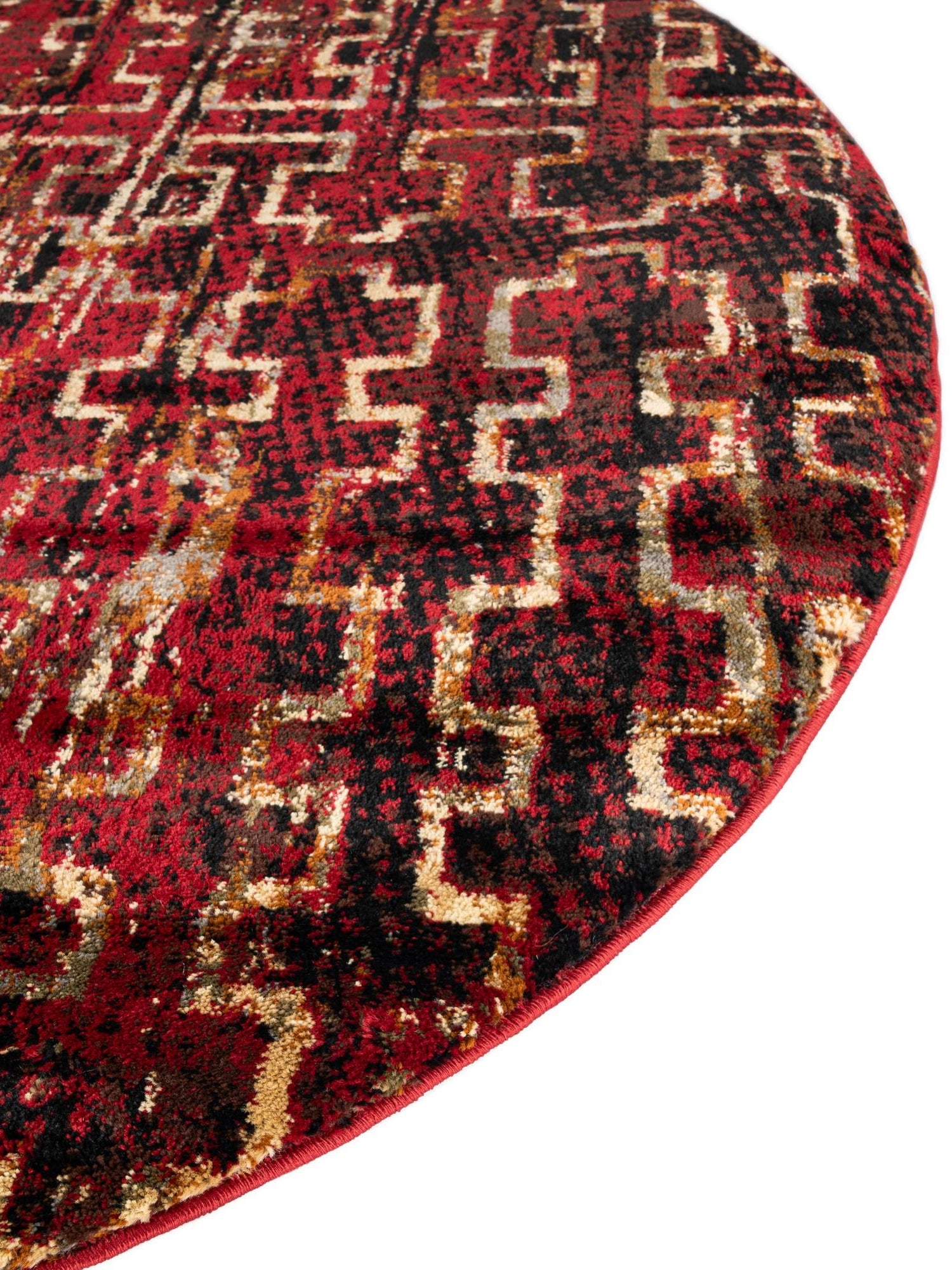 Burgundy 5' 3 x 5' 3 Saturn Round Area Rug Stain Resistant Easy Clean Classic Vintage Design Durable Carpet for Affordable Home Interiors for Sale at Rug Engine