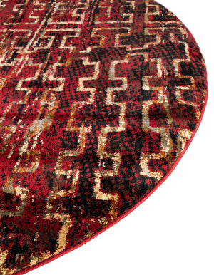 Burgundy 3' 1 x 3' 1 Saturn Round Area Rug Stain Resistant Easy Clean Classic Vintage Design Durable Carpet for Affordable Home Interiors for Sale at Rug Engine