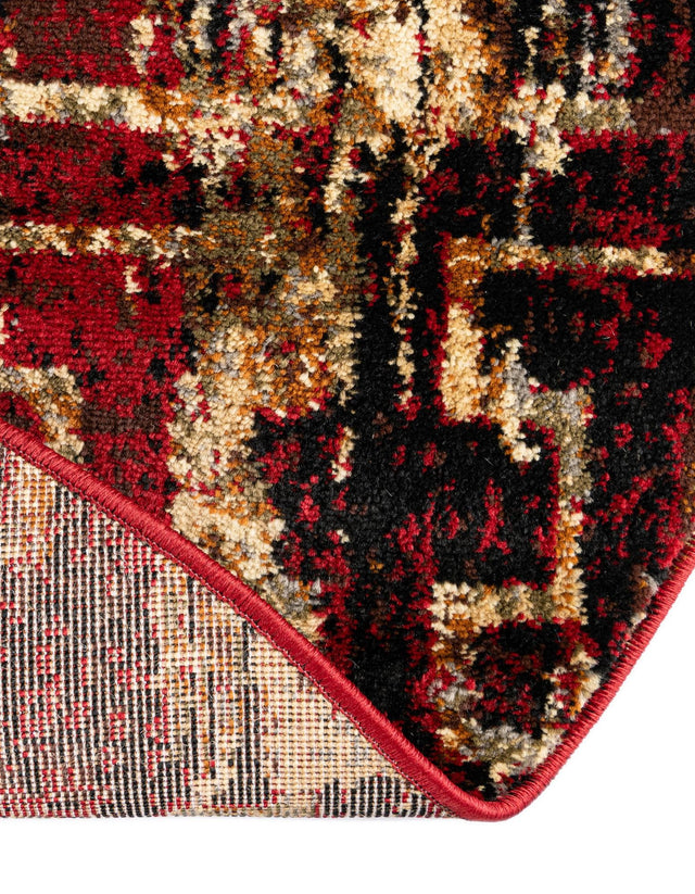 Burgundy 7' 1 x 7' 1 Saturn Round Area Rug Stain Resistant Easy Clean Classic Vintage Design Durable Carpet for Affordable Home Interiors for Sale at Rug Engine