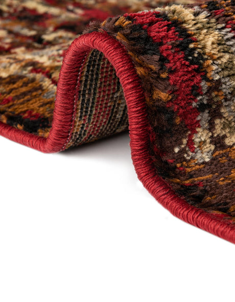 Burgundy 5' 3 x 5' 3 Saturn Round Area Rug Stain Resistant Easy Clean Classic Vintage Design Durable Carpet for Affordable Home Interiors for Sale at Rug Engine