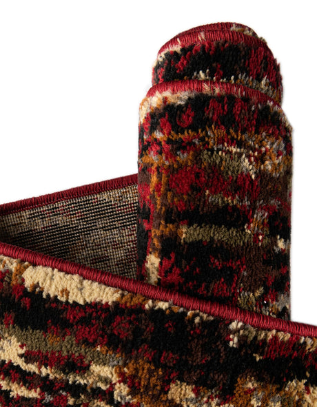 Burgundy 7' 1 x 7' 1 Saturn Round Area Rug Stain Resistant Easy Clean Classic Vintage Design Durable Carpet for Affordable Home Interiors for Sale at Rug Engine