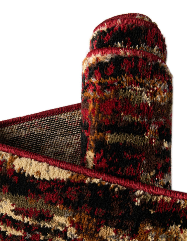 Burgundy 7' 1 x 7' 1 Saturn Round Area Rug Stain Resistant Easy Clean Classic Vintage Design Durable Carpet for Affordable Home Interiors for Sale at Rug Engine