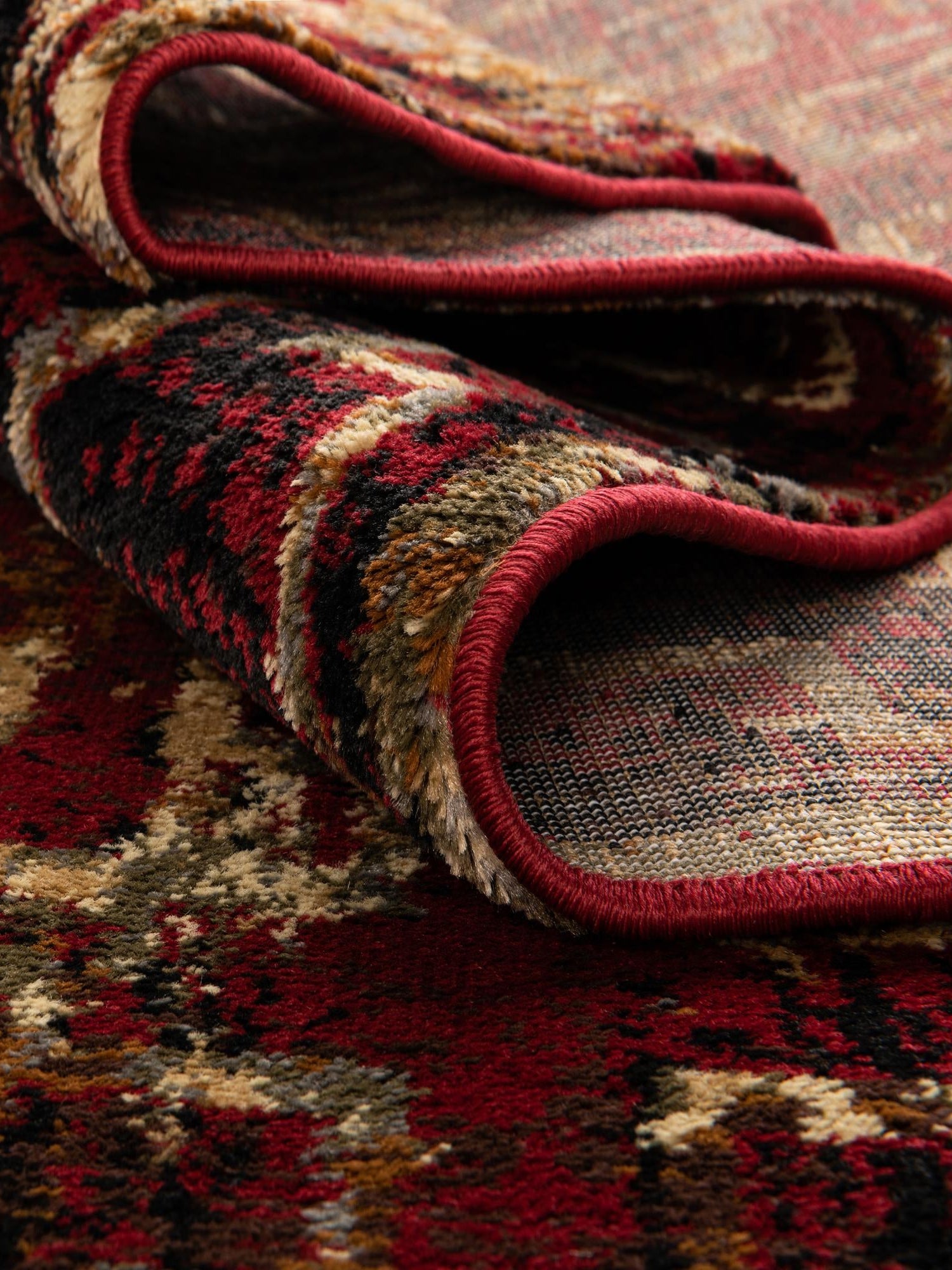 Burgundy 7' 10 x 7' 10 Saturn Round Area Rug Stain Resistant Easy Clean Classic Vintage Design Durable Carpet for Affordable Home Interiors for Sale at Rug Engine