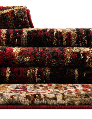 Burgundy 7' 10 x 7' 10 Saturn Round Area Rug Stain Resistant Easy Clean Classic Vintage Design Durable Carpet for Affordable Home Interiors for Sale at Rug Engine