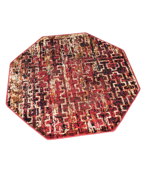 Burgundy 3' 1 x 3' 1 Saturn Octagon Area Rug Stain Resistant Easy Clean Classic Vintage Design Durable Carpet for Affordable Home Interiors for Sale at Rug Engine