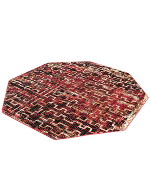 Burgundy 5' 3 x 5' 3 Saturn Octagon Area Rug Stain Resistant Easy Clean Classic Vintage Design Durable Carpet for Affordable Home Interiors for Sale at Rug Engine