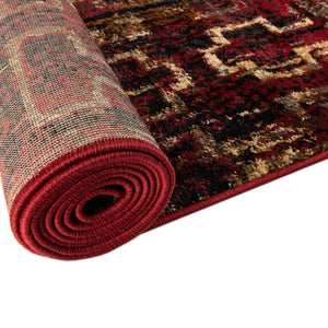 Burgundy 3' 1 x 3' 1 Saturn Octagon Area Rug Stain Resistant Easy Clean Classic Vintage Design Durable Carpet for Affordable Home Interiors for Sale at Rug Engine