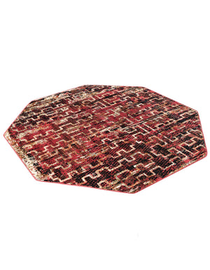 Burgundy 5' 3 x 5' 3 Saturn Octagon Area Rug Stain Resistant Easy Clean Classic Vintage Design Durable Carpet for Affordable Home Interiors for Sale at Rug Engine