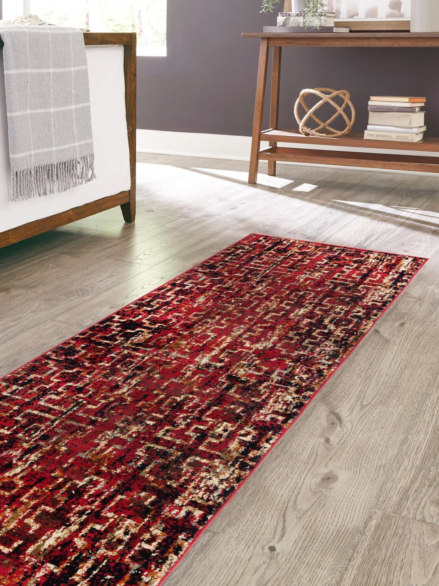 Burgundy 2' x 7' 1 Saturn Runner Area Rug Stain Resistant Easy Clean Classic Vintage Design Durable Carpet for Affordable Home Interiors for Sale at Rug Engine