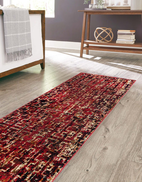 Burgundy 2' x 7' 1 Saturn Runner Area Rug Stain Resistant Easy Clean Classic Vintage Design Durable Carpet for Affordable Home Interiors for Sale at Rug Engine