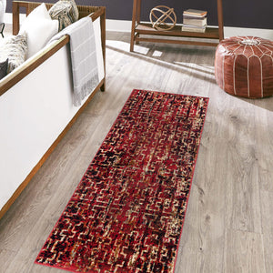 Burgundy 2' 7 x 14' 1 Saturn Runner Area Rug Stain Resistant Easy Clean Classic Vintage Design Durable Carpet for Affordable Home Interiors for Sale at Rug Engine