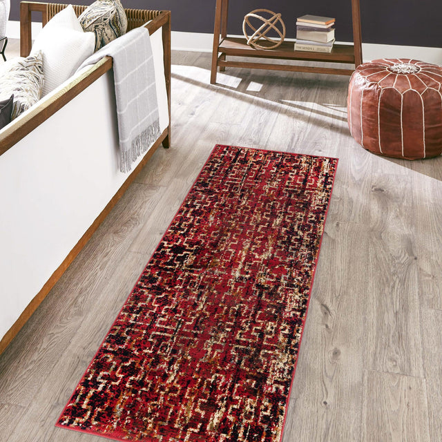 Burgundy 2' 7 x 14' 1 Saturn Runner Area Rug Stain Resistant Easy Clean Classic Vintage Design Durable Carpet for Affordable Home Interiors for Sale at Rug Engine
