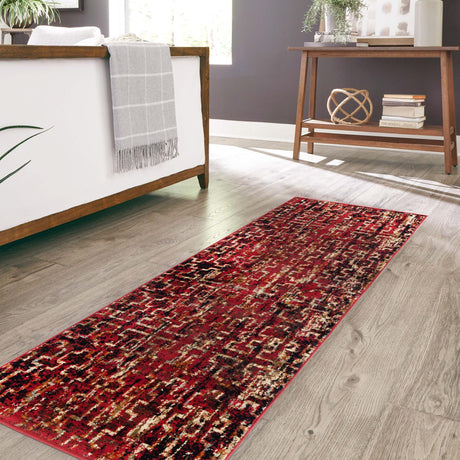 Burgundy 2' 7 x 14' 1 Saturn Runner Area Rug Stain Resistant Easy Clean Classic Vintage Design Durable Carpet for Affordable Home Interiors for Sale at Rug Engine