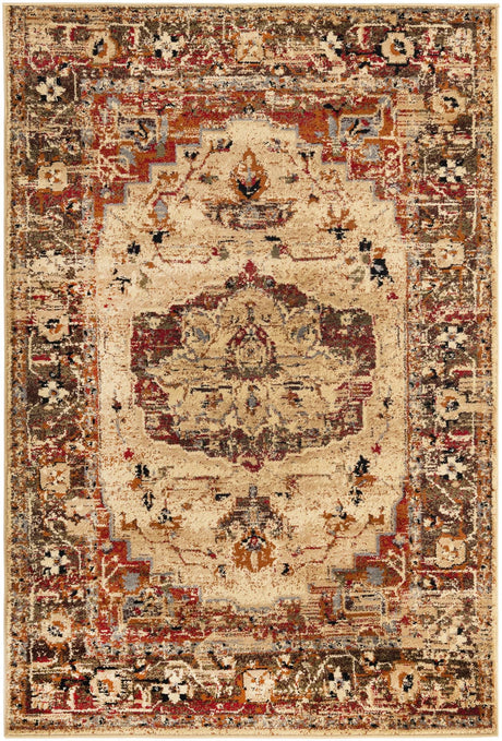 Cream 4' x 6' Saturn Rectangle Area Rug Stain Resistant Easy Clean Classic Vintage Design Durable Carpet for Affordable Home Interiors for Sale at Rug Engine
