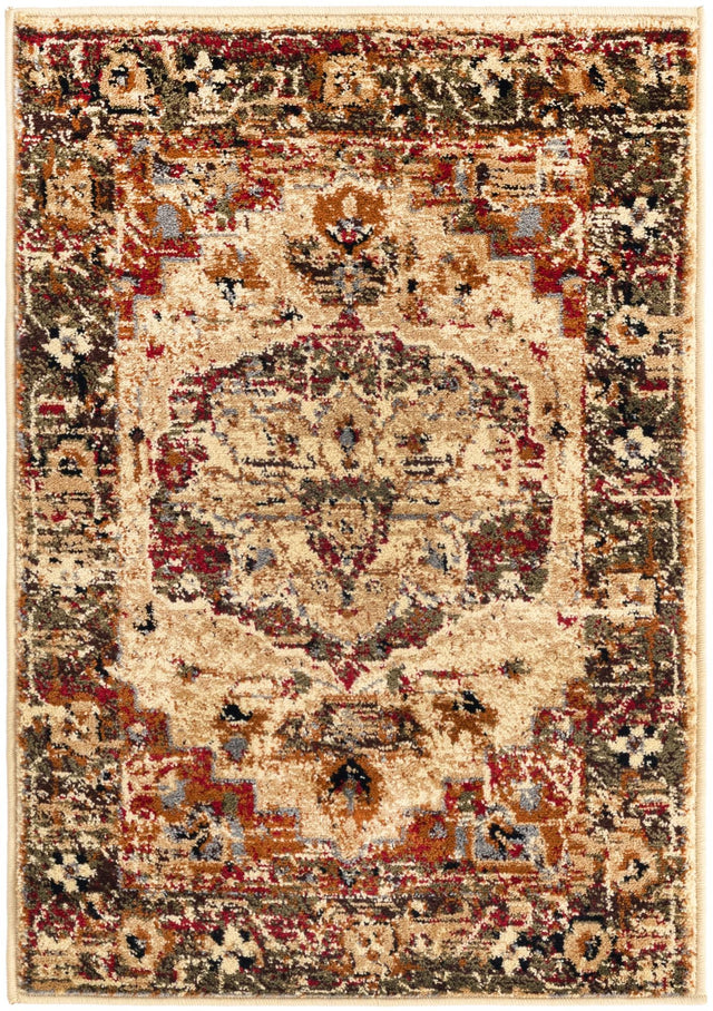 Cream 2' 2 x 3' Saturn Rectangle Area Rug Stain Resistant Easy Clean Classic Vintage Design Durable Carpet for Affordable Home Interiors for Sale at Rug Engine