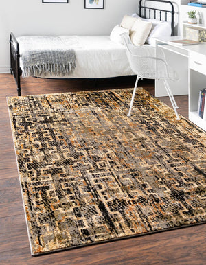 Blue 4' x 6' Saturn Rectangle Area Rug Stain Resistant Easy Clean Classic Vintage Design Durable Carpet for Affordable Home Interiors for Sale at Rug Engine