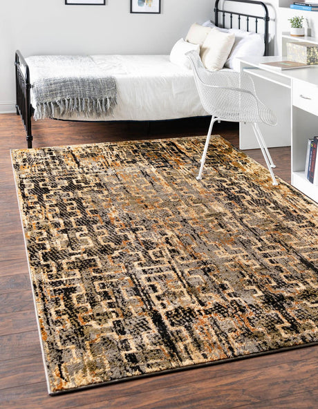 Blue 4' x 6' Saturn Rectangle Area Rug Stain Resistant Easy Clean Classic Vintage Design Durable Carpet for Affordable Home Interiors for Sale at Rug Engine