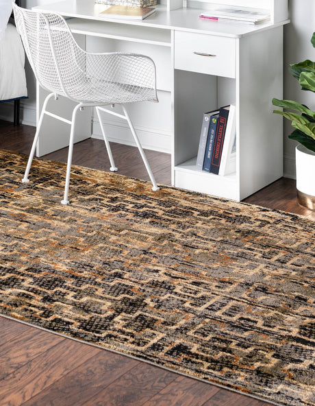 Blue 5' 3 x 8' Saturn Rectangle Area Rug Stain Resistant Easy Clean Classic Vintage Design Durable Carpet for Affordable Home Interiors for Sale at Rug Engine