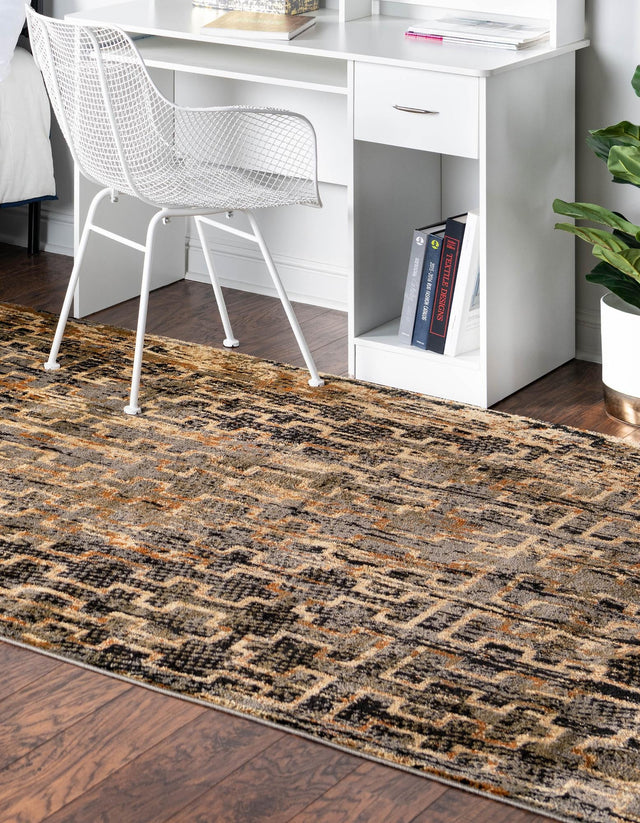 Blue 5' 3 x 8' Saturn Rectangle Area Rug Stain Resistant Easy Clean Classic Vintage Design Durable Carpet for Affordable Home Interiors for Sale at Rug Engine