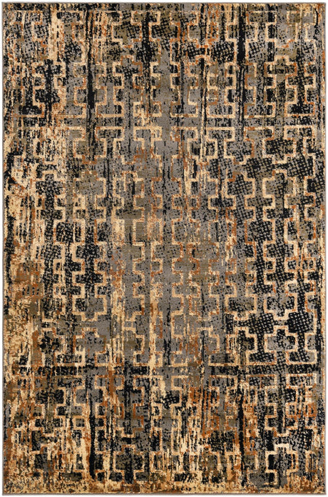 Blue 5' 3 x 8' Saturn Rectangle Area Rug Stain Resistant Easy Clean Classic Vintage Design Durable Carpet for Affordable Home Interiors for Sale at Rug Engine