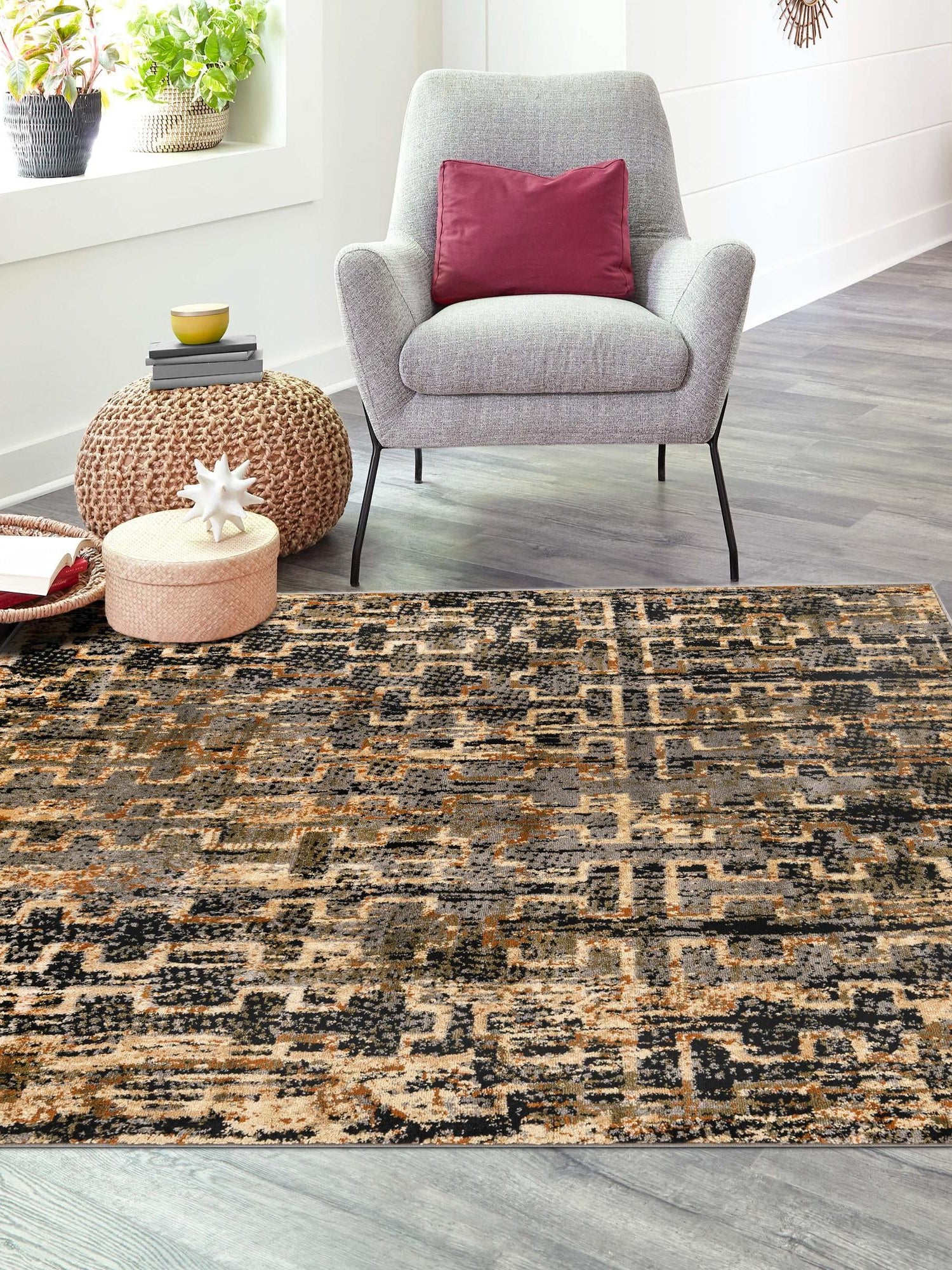 Blue 5' 3 x 5' 3 Saturn Square Area Rug Stain Resistant Easy Clean Classic Vintage Design Durable Carpet for Affordable Home Interiors for Sale at Rug Engine