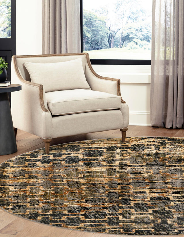 Blue 7' 10 x 7' 10 Saturn Round Area Rug Stain Resistant Easy Clean Classic Vintage Design Durable Carpet for Affordable Home Interiors for Sale at Rug Engine