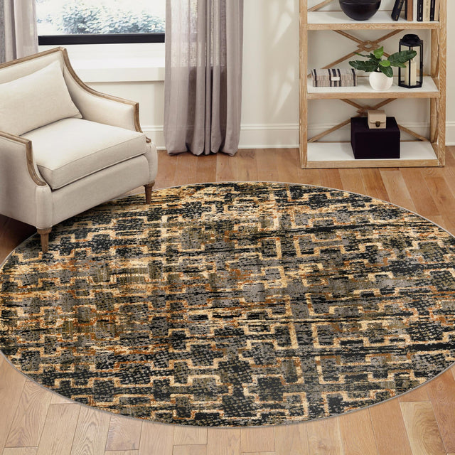 Blue 7' 10 x 7' 10 Saturn Round Area Rug Stain Resistant Easy Clean Classic Vintage Design Durable Carpet for Affordable Home Interiors for Sale at Rug Engine