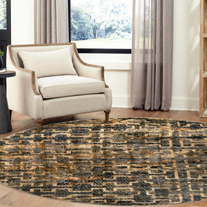 Blue 7' 10 x 7' 10 Saturn Round Area Rug Stain Resistant Easy Clean Classic Vintage Design Durable Carpet for Affordable Home Interiors for Sale at Rug Engine
