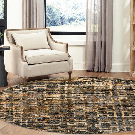 Blue 7' 10 x 7' 10 Saturn Round Area Rug Stain Resistant Easy Clean Classic Vintage Design Durable Carpet for Affordable Home Interiors for Sale at Rug Engine
