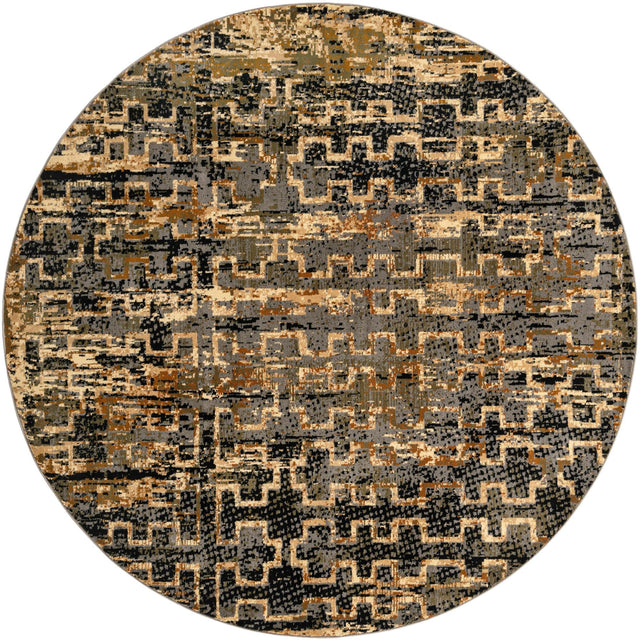 Blue 7' 10 x 7' 10 Saturn Round Area Rug Stain Resistant Easy Clean Classic Vintage Design Durable Carpet for Affordable Home Interiors for Sale at Rug Engine