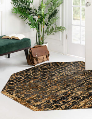Blue 8' x 8' Saturn Octagon Area Rug Stain Resistant Easy Clean Classic Vintage Design Durable Carpet for Affordable Home Interiors for Sale at Rug Engine