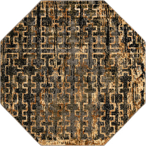 Blue 5' 3 x 5' 3 Saturn Octagon Area Rug Stain Resistant Easy Clean Classic Vintage Design Durable Carpet for Affordable Home Interiors for Sale at Rug Engine