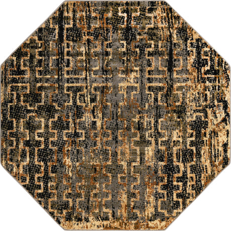 Blue 5' 3 x 5' 3 Saturn Octagon Area Rug Stain Resistant Easy Clean Classic Vintage Design Durable Carpet for Affordable Home Interiors for Sale at Rug Engine