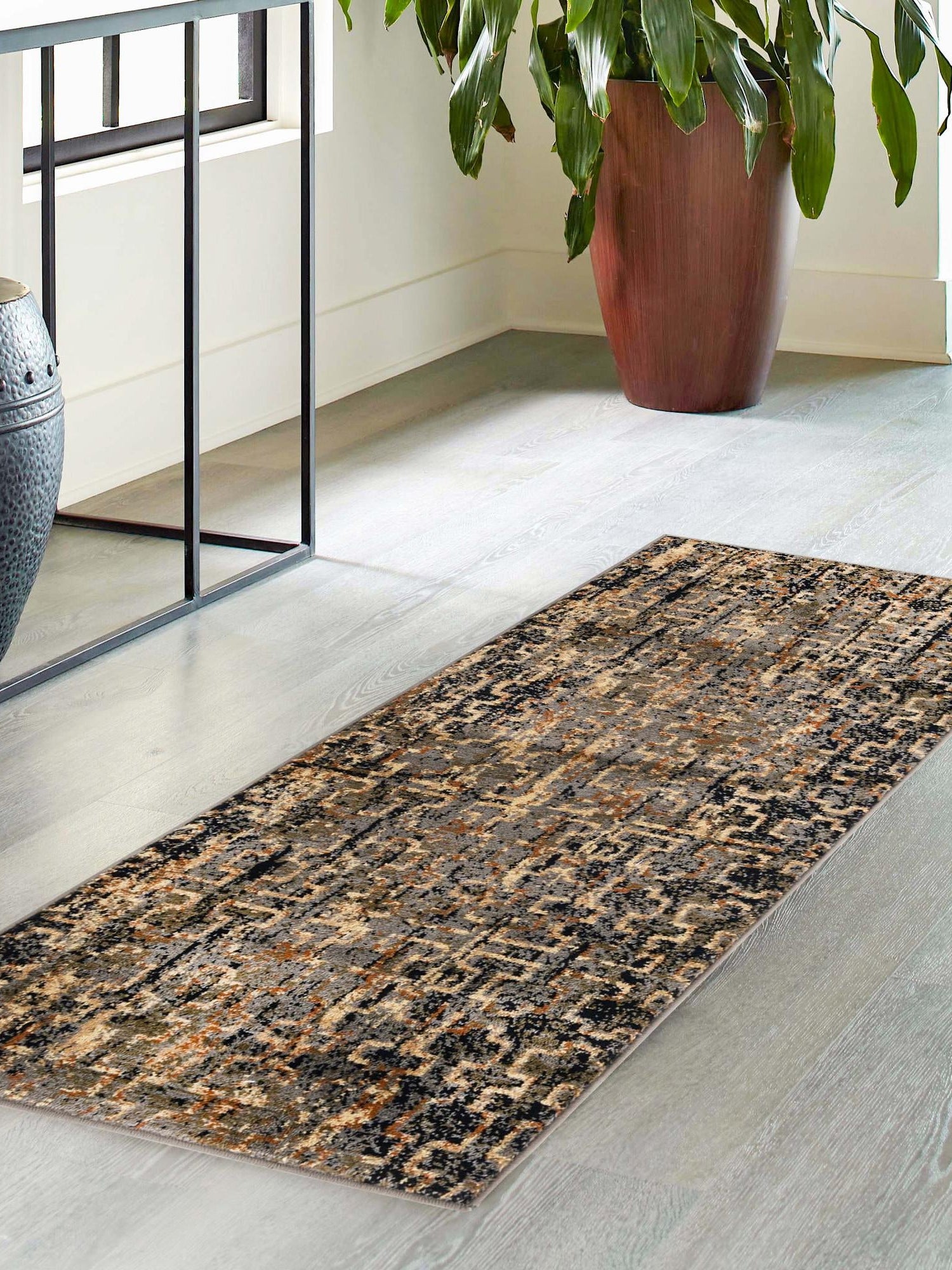 Blue 2' 2 x 5' Saturn Runner Area Rug Stain Resistant Easy Clean Classic Vintage Design Durable Carpet for Affordable Home Interiors for Sale at Rug Engine