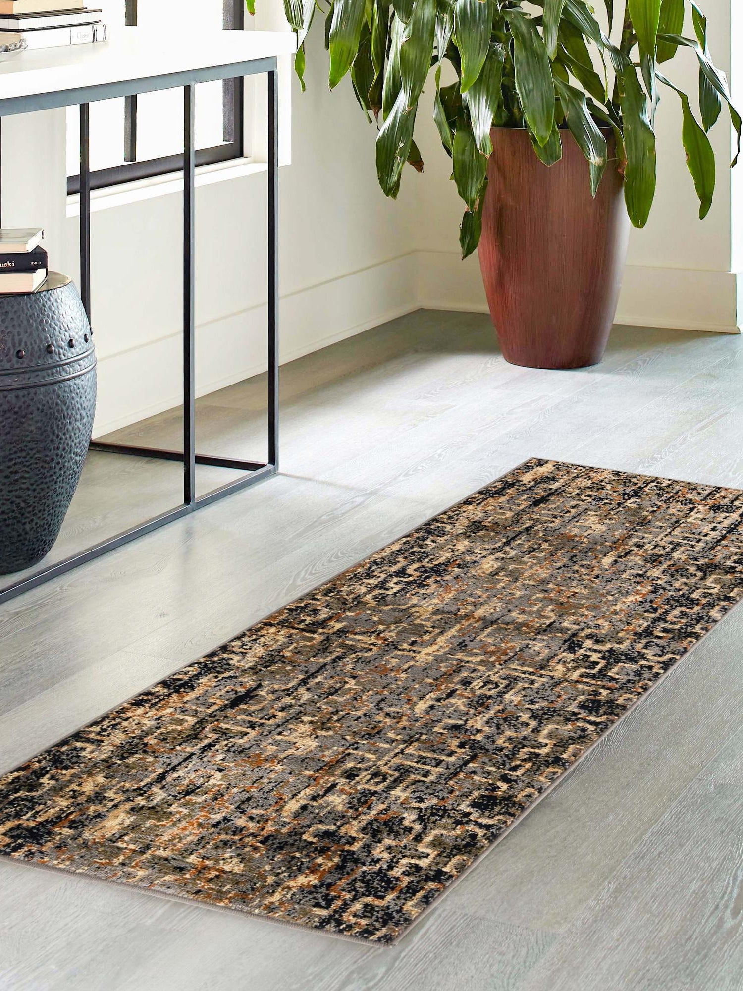 Blue 2' 7 x 14' Saturn Runner Area Rug Stain Resistant Easy Clean Classic Vintage Design Durable Carpet for Affordable Home Interiors for Sale at Rug Engine