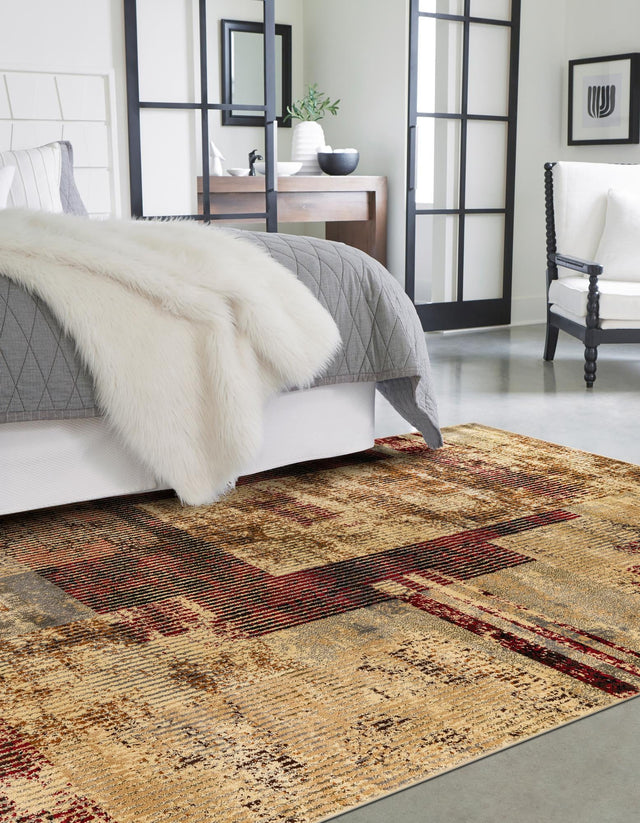 Multicolor 6' x 9' Saturn Rectangle Area Rug Stain Resistant Easy Clean Classic Vintage Design Durable Carpet for Affordable Home Interiors for Sale at Rug Engine